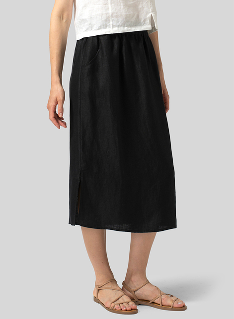 Linen Straight-Leg Slip-on Skirt