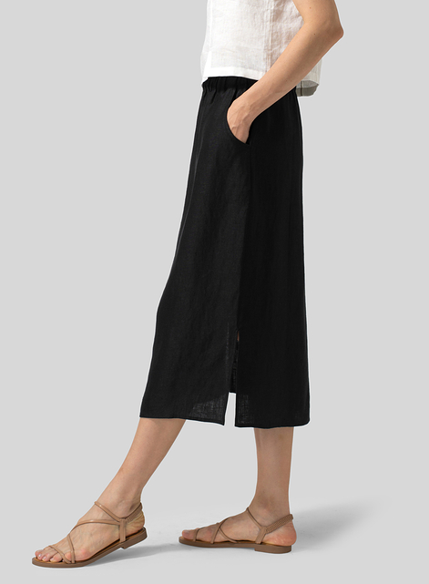 Linen Straight-Leg Slip-on Skirt