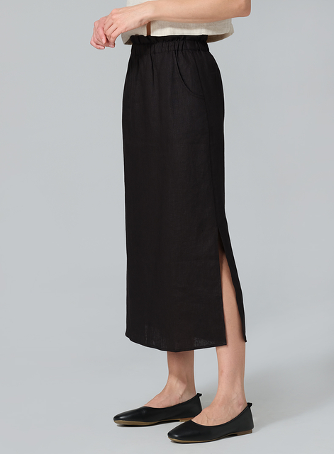 Linen Straight-Leg Long Skirt