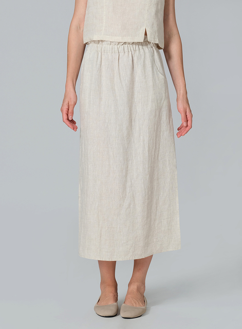 Linen Straight-Leg Long Skirt