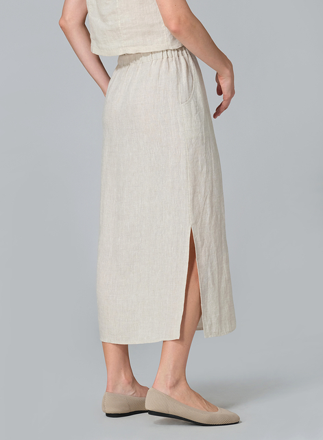 Linen Straight-Leg Long Skirt