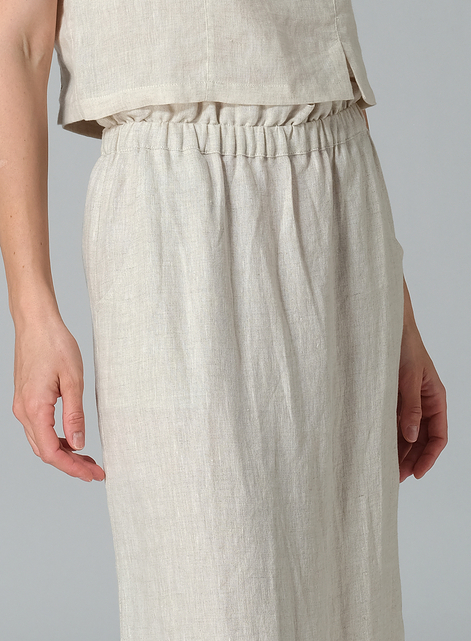 Linen Straight-Leg Long Skirt