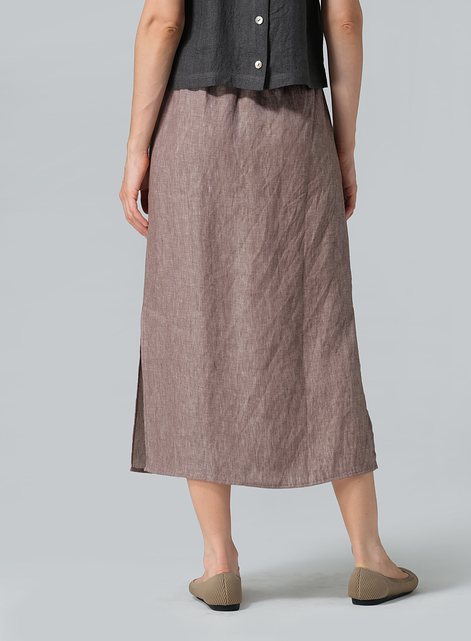 Linen Straight-Leg Long Skirt