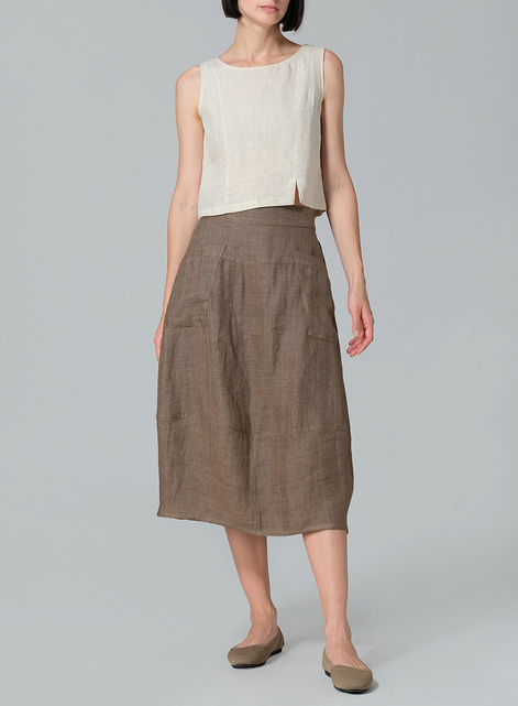 Linen Loose Lantern Skirt