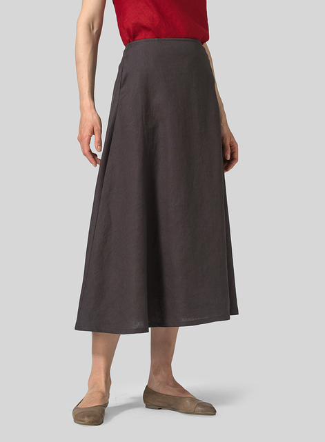 Linen Pull-On A-Line Flowing Skirt