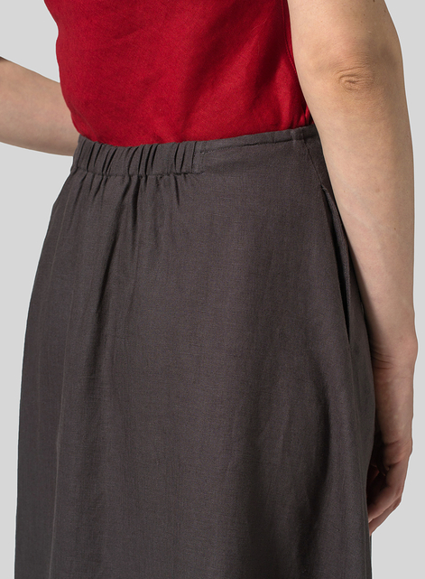 Linen Pull-On A-Line Flowing Skirt