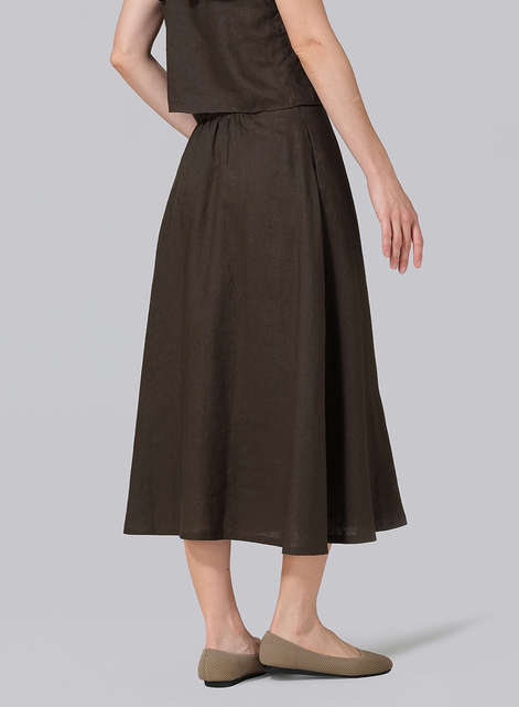 Linen Pull-On A-Line Flowing Skirt