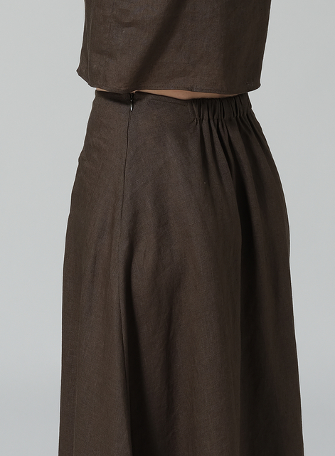 Linen Pull-On A-Line Flowing Skirt