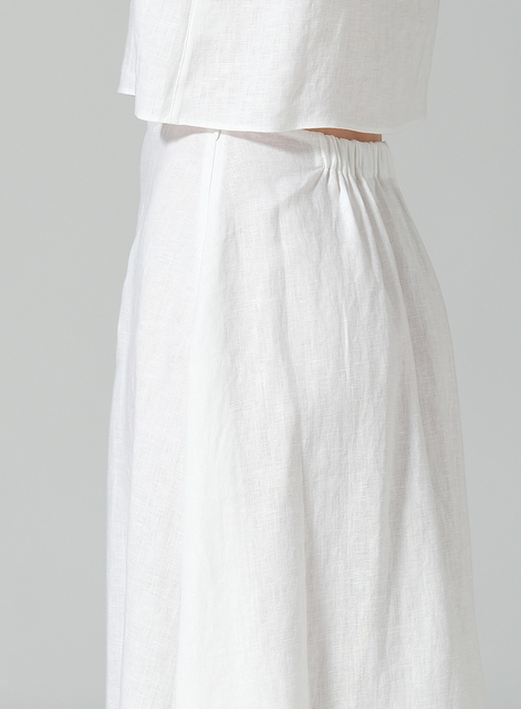 Linen Pull-On A-Line Flowing Skirt