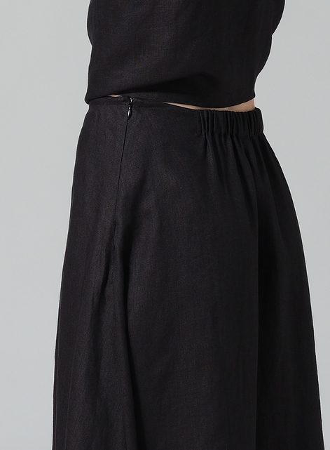 Linen Pull-On A-Line Flowing Skirt