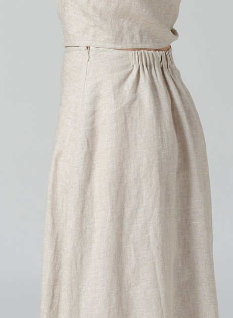 Linen Pull-On A-Line Flowing Skirt