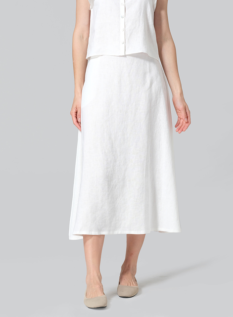 Linen Pull-On A-Line Flowing Skirt