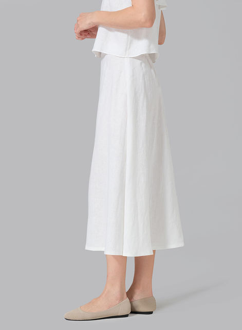 Linen Pull-On A-Line Flowing Skirt