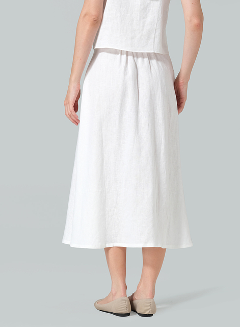 Linen Pull-On A-Line Flowing Skirt