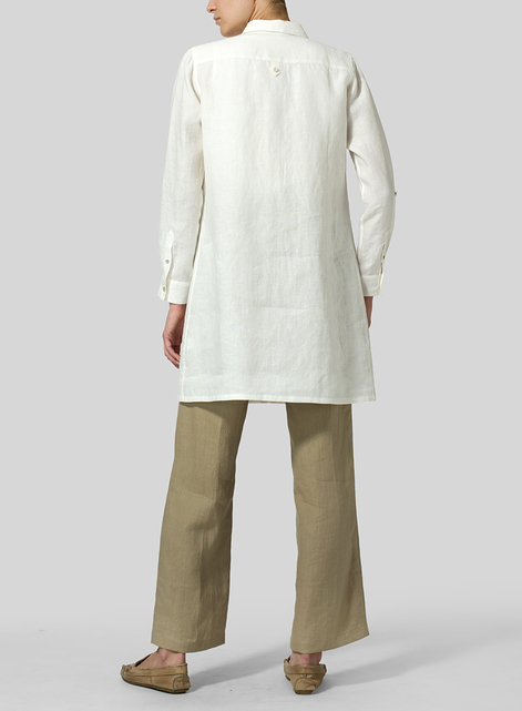 Linen Rolled Sleeve Long Top