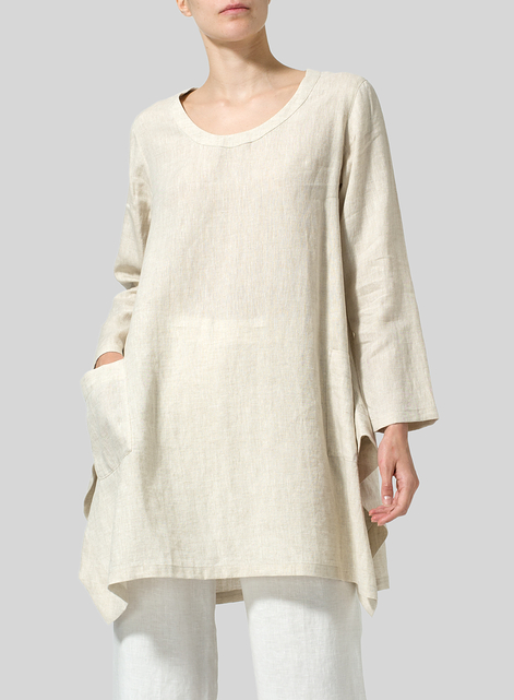 Linen Long Sleeve Poncho Top