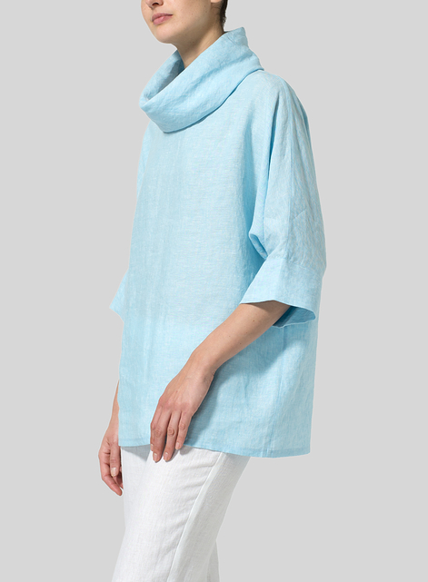 Linen Cowl Neck Top