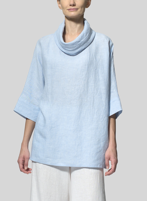 Linen Cowl Neck Top