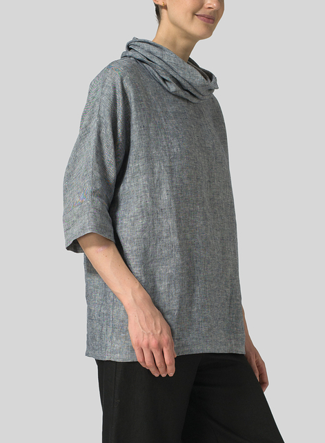 Linen Cowl Neck Top