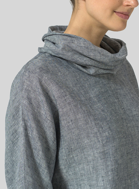 Linen Cowl Neck Top