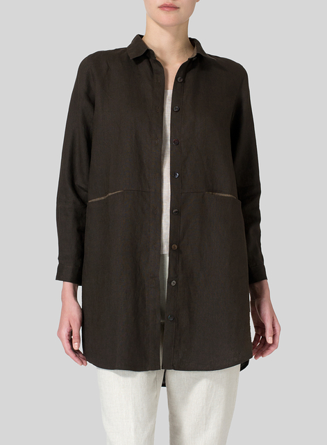 Heavy Linen Contrast Collar Shirt Jacket