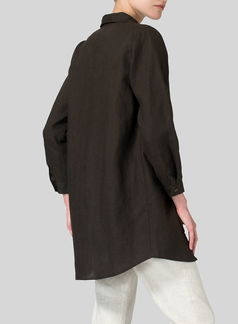 Heavy Linen Contrast Collar Shirt Jacket