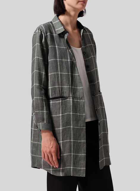 Heavy Linen Contrast Collar Shirt Jacket