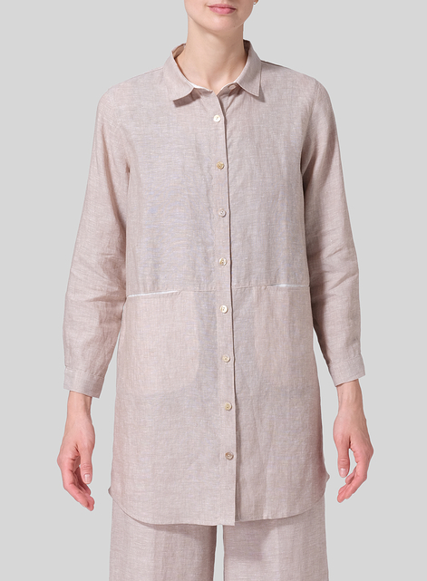 Heavy Linen Contrast Collar Shirt Jacket