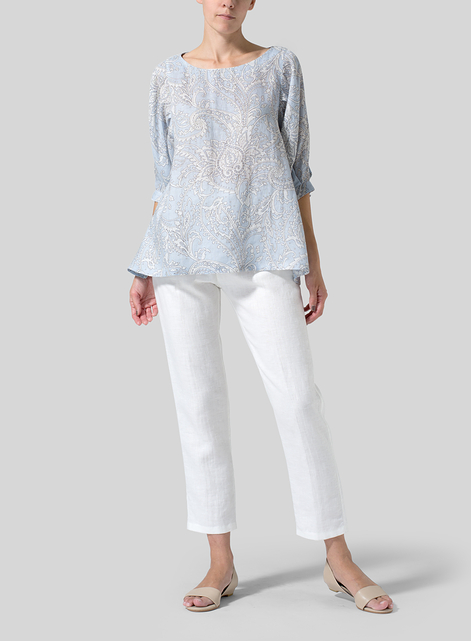 Linen Pleated Sleeve Top