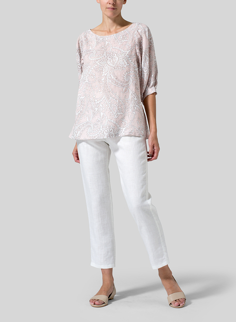 Linen Pleated Sleeve Top