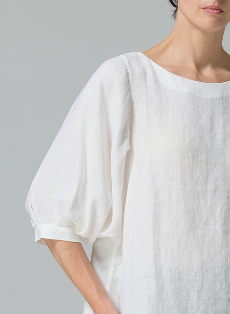 Linen Pleated Sleeve Top