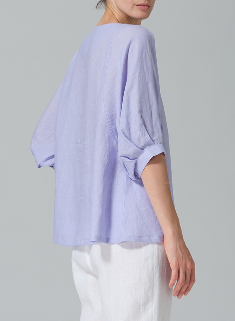 Linen Pleated Sleeve Top