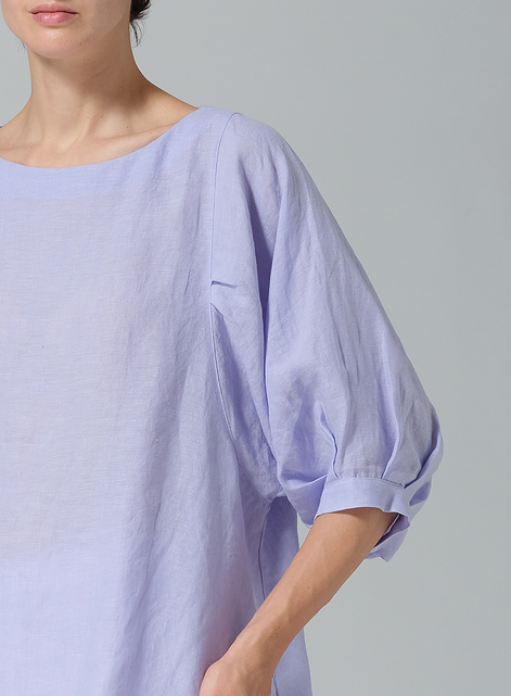 Linen Pleated Sleeve Top