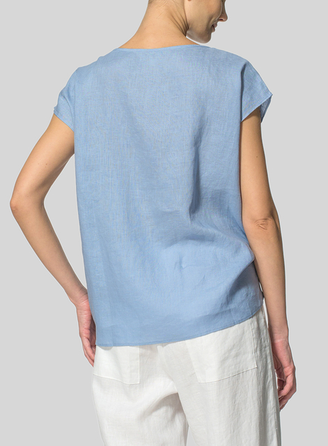 Linen Waist Self-tied Ribbon Top