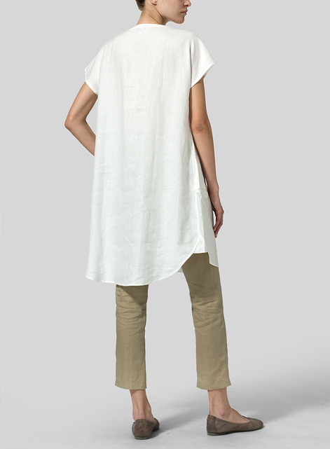 Linen Split Neck Long Tunics