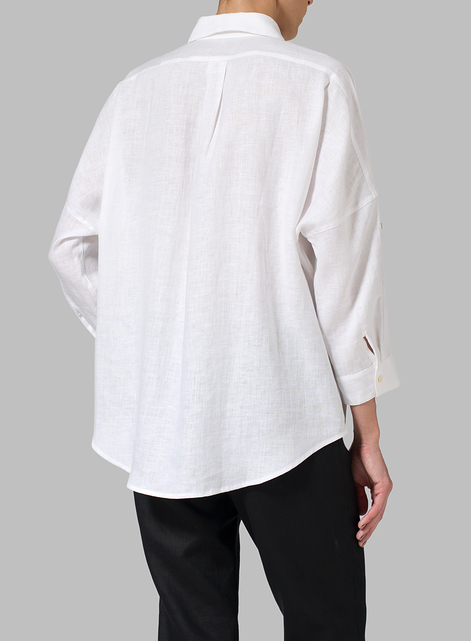 Linen Crop Sleeve Boxy Shirt