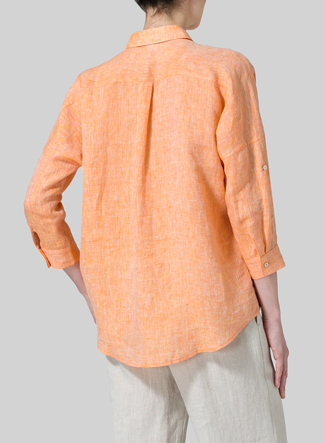 Linen Crop Sleeve Boxy Shirt