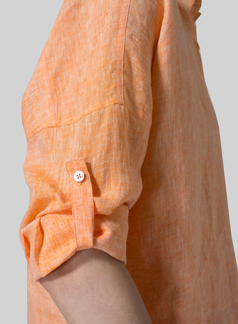 Linen Crop Sleeve Boxy Shirt