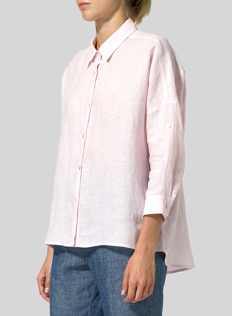 Linen Crop Sleeve Boxy Shirt