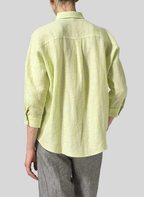 Linen Crop Sleeve Boxy Shirt