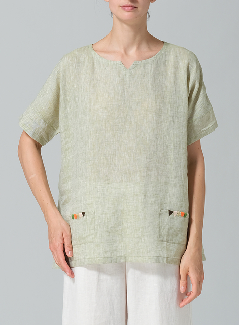 Linen Sweetheart Neckline Tunics