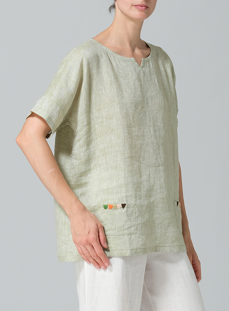 Linen Sweetheart Neckline Tunics