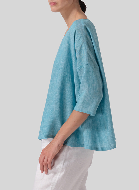 Linen Dropped Shoulder Long Top