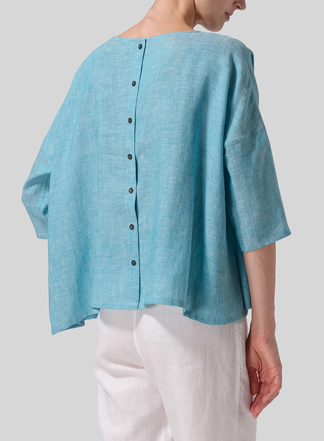 Linen Dropped Shoulder Long Top