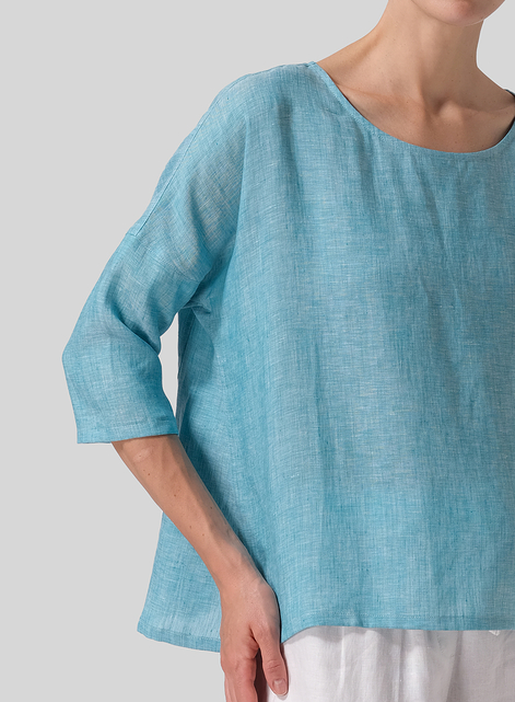 Linen Dropped Shoulder Long Top