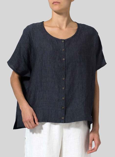 Linen Wide S/Sleeve Blouse