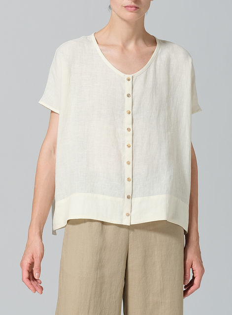 Linen Wide S/Sleeve Blouse