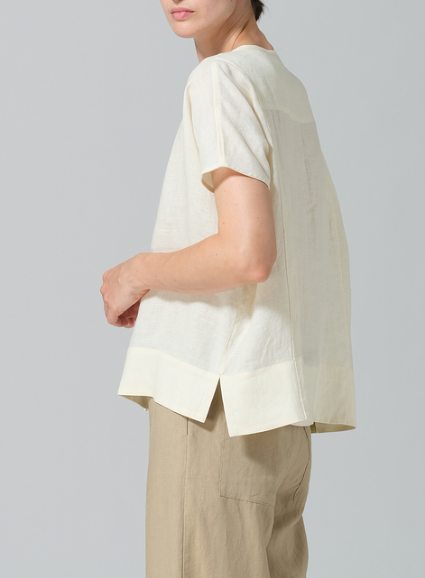 Linen Wide S/Sleeve Blouse