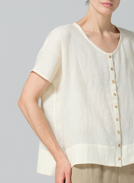 Linen Wide S/Sleeve Blouse