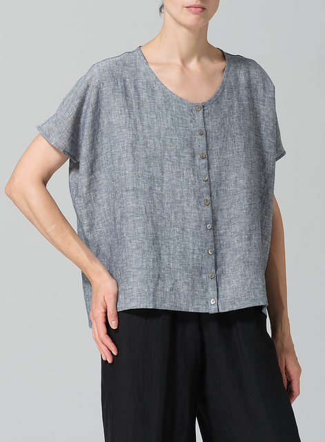 Linen Wide S/Sleeve Blouse